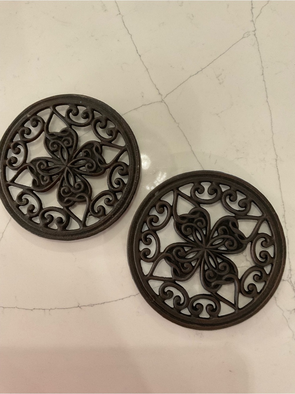 Set of 2 Cast Iron Butterfly Trivets 7” Rustic Farmhouse Decor - Picture 2 of 4